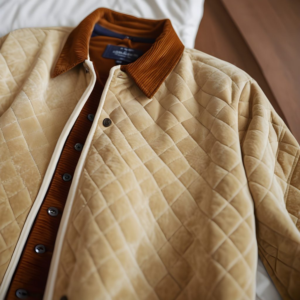 Diamond Quilt Corduroy Collared Jacket