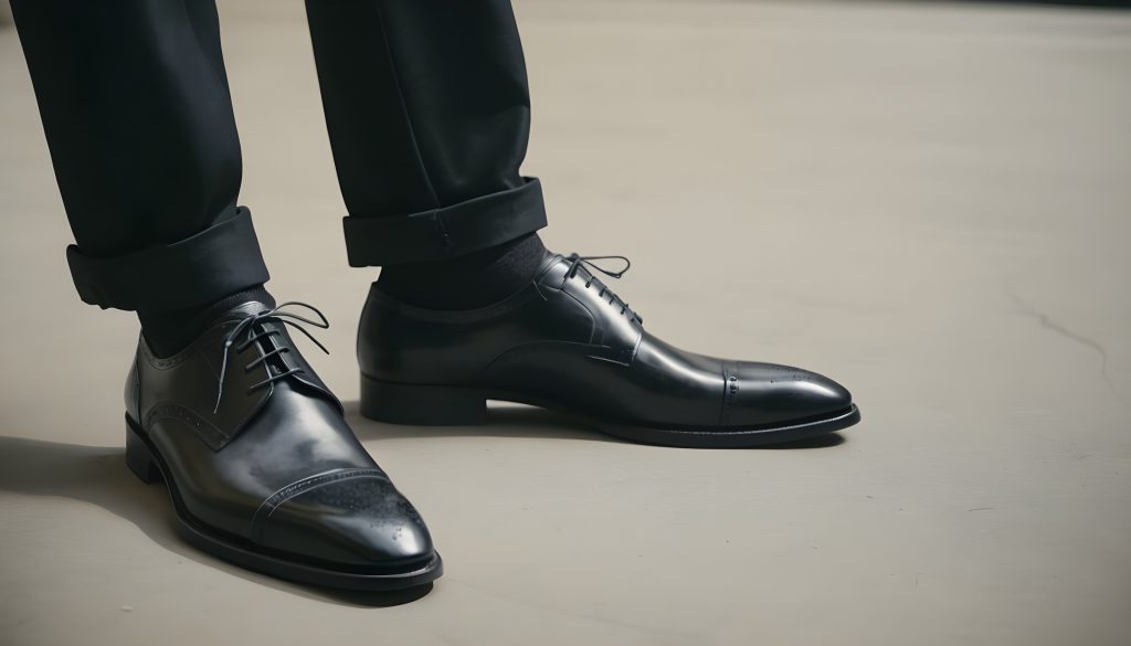 Men Whiddon Cap Black Leather Shoes