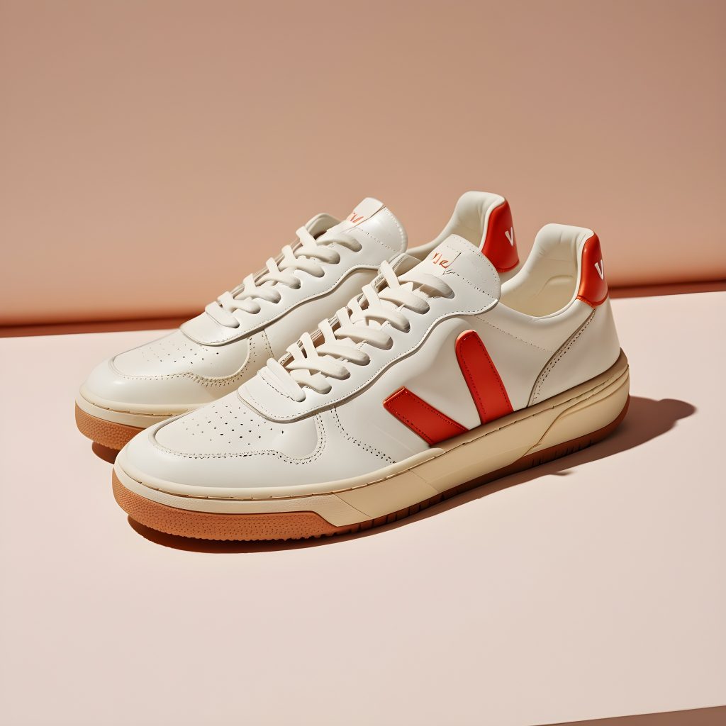 Veja V-10 Rubber-Trimmed Leather Sneakers